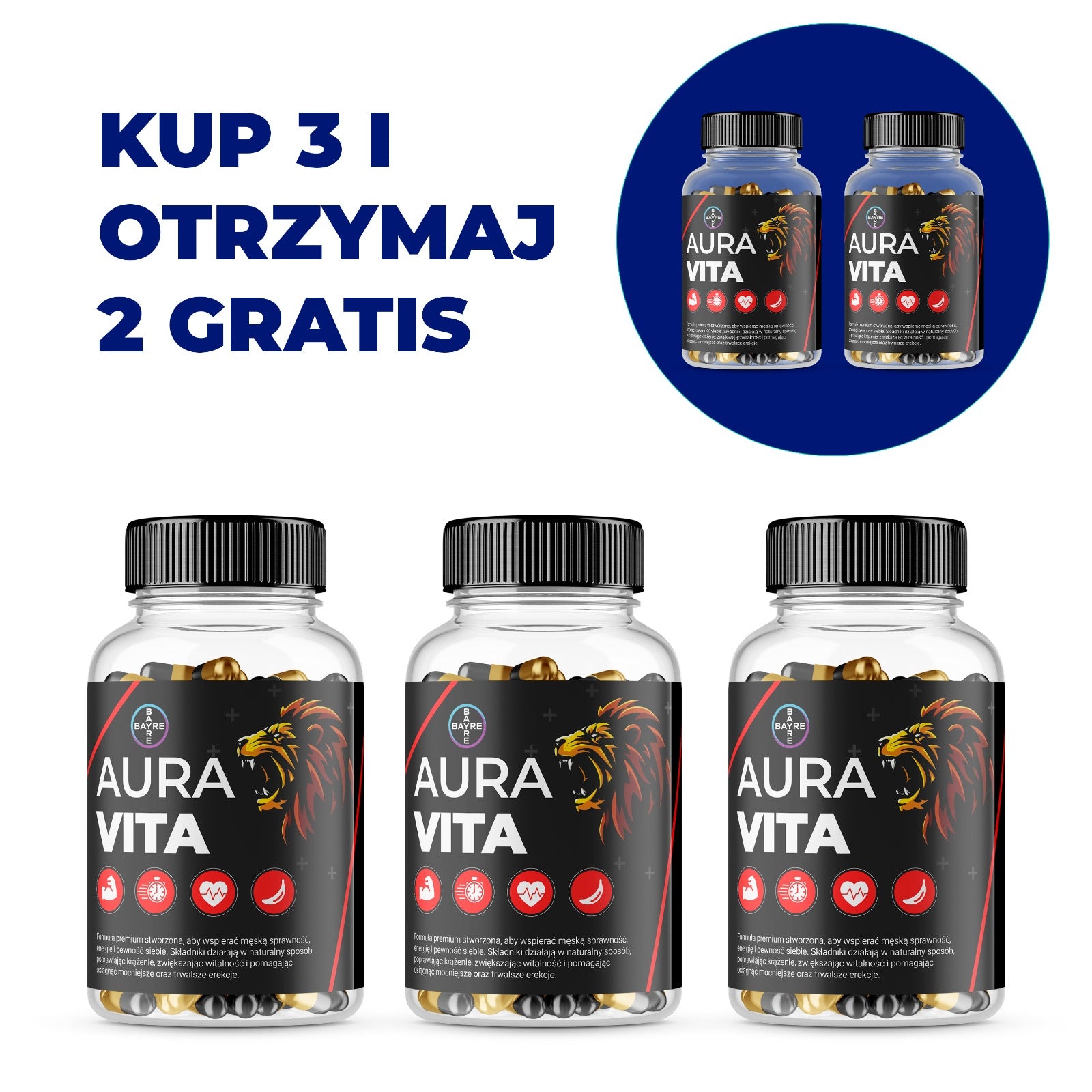 Kup 3, Otrzymaj 5 – Auravita – Zaawansowane Wsparcie Męskiej Sprawności
